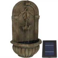 Sunnydaze Decor Sunnydaze 27"H Solar-Powered Polystone Florence Outdoor Wall-Mount Water Fountain -Sunnydaze Decor GUEST cac1aa9d ec00 4385 9279 df01c667223d