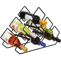 Sunnydaze Decor Sunnydaze Modern 6-Bottle Triangular Wine Rack - Indoor Steel Wire Tabletop Accent - Black -Sunnydaze Decor GUEST cada78f1 a714 4324 a315 aad45e094cdf