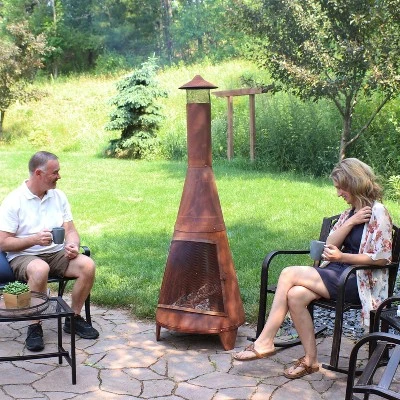 Sunnydaze Decor Sunnydaze Outdoor Backyard Large Freestanding Oxidized Steel Wood-Burning Fire Pit Chiminea - 70" - Rust Finish 9 Sunnydaze Decor Sunnydaze Outdoor Backyard Large Freestanding Oxidized Steel Wood-Burning Fire Pit Chiminea - 70" - Rust Finish - Image 9