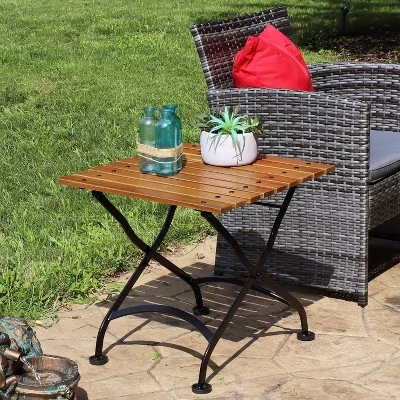 Sunnydaze Decor Sunnydaze Indoor/Outdoor Chestnut Wood Folding Square Patio Accent Side Table - 20" - Brown 1 Sunnydaze Decor Sunnydaze Indoor/Outdoor Chestnut Wood Folding Square Patio Accent Side Table - 20" - Brown
