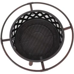 Sunnydaze Decor Sunnydaze Outdoor Camping Or Backyard Crossweave Cut Out Fire Pit With Spark Screen, Log Poker, And Metal Wood Grate - Bronze -Sunnydaze Decor GUEST ccf49de9 2d4e 437d 892f e82e36810d6f