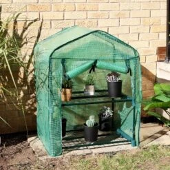 Sunnydaze Decor Sunnydaze Outdoor Portable Growing Rack 2-Tier Greenhouse With Roll-Up Door - 2 Shelves - Green -Sunnydaze Decor GUEST cee134b1 6214 4feb 93bc d91bd997c773