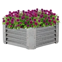 Sunnydaze Decor Sunnydaze Outdoor Lawn And Garden Galvanized Steel Hexagon Raised Vegetable Garden Or Flower Bed Planter Kit - 22" - Silver 10 Sunnydaze Decor Sunnydaze Outdoor Lawn And Garden Galvanized Steel Hexagon Raised Vegetable Garden Or Flower Bed Planter Kit - 22" - Silver -Sunnydaze Decor GUEST cf04f5bf ede2 427d 8be3 d056b53a7cf4