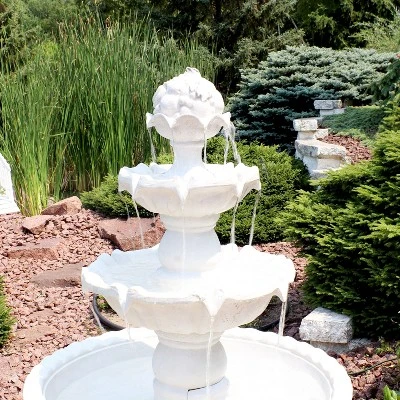 Sunnydaze Decor Sunnydaze 52"H Electric Fiberglass 4-Tier Fruit Top Outdoor Water Fountain, White Finish 4 Sunnydaze Decor Sunnydaze 52"H Electric Fiberglass 4-Tier Fruit Top Outdoor Water Fountain, White Finish - Image 4
