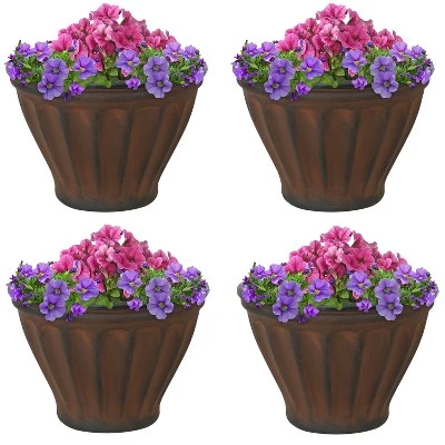 Sunnydaze Decor Sunnydaze Indoor/Outdoor Patio, Garden, Or Porch Weather-Resistant Double-Walled Charlotte Flower Pot Planter - 16" - Rust Finish 4 Sunnydaze Decor Sunnydaze Indoor/Outdoor Patio, Garden, Or Porch Weather-Resistant Double-Walled Charlotte Flower Pot Planter - 16" - Rust Finish - Image 4