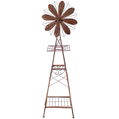 Sunnydaze Decor Sunnydaze Rustic Windmill Metal Outdoor Garden Statue With Tiers - 51" H - Brown/Copper 5 Sunnydaze Decor Sunnydaze Rustic Windmill Metal Outdoor Garden Statue With Tiers - 51" H - Brown/Copper - Image 5