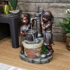 Sunnydaze Decor Sunnydaze 24"H Electric Polyresin Jack And Jill At Farmhouse Pump And Well Outdoor Water Fountain -Sunnydaze Decor GUEST d3a3583d 97a1 4226 96bc b5b1e8ee6240