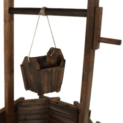 Sunnydaze Decor Sunnydaze Outdoor Fir Wood Wishing Well Garden Planter With Hanging Flower Bucket For Garden Or Yard - 45" H - Brown -Sunnydaze Decor GUEST d3c90fca fc60 4c49 bf4a 203497d6785e