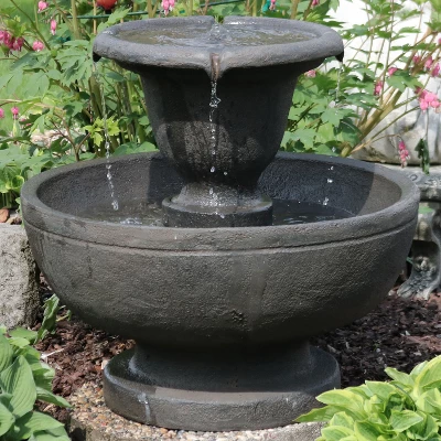 Sunnydaze Decor Sunnydaze 25"H Electric Polyresin 2-Tier Streaming Falls Outdoor Water Fountain 1 Sunnydaze Decor Sunnydaze 25"H Electric Polyresin 2-Tier Streaming Falls Outdoor Water Fountain