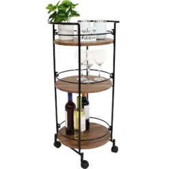 Sunnydaze Decor Sunnydaze Round Metal 3-Tier Bar Cart - Indoor Furniture With Wheels - Brown - 34.5” H 19 Sunnydaze Decor Sunnydaze Round Metal 3-Tier Bar Cart - Indoor Furniture With Wheels - Brown - 34.5” H -Sunnydaze Decor GUEST d6124e7e 3b89 49af bcb9 37dc2f9f8797