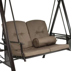 Sunnydaze Decor Sunnydaze 2-Person Outdoor Patio Swing With Adjustable Canopy Shade, Cushions And Pillow, Beige -Sunnydaze Decor GUEST d6146d8e 28f8 4b22 a3c8 5bbbdc71abb3