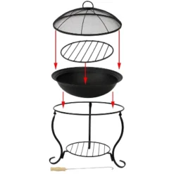 Sunnydaze Decor Sunnydaze Outdoor Camping Or Backyard Steel Round Raised Fire Pit On Stand With Spark Screen - 18" - Black 9 Sunnydaze Decor Sunnydaze Outdoor Camping Or Backyard Steel Round Raised Fire Pit On Stand With Spark Screen - 18" - Black -Sunnydaze Decor GUEST d699d461 a839 4e43 8221 49f5ef4cc9bd