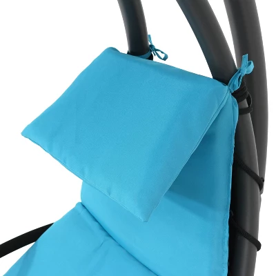 Sunnydaze Decor Sunnydaze Outdoor Hanging Chaise Floating Lounge Chair With Canopy Umbrella And Arc Stand 4 Sunnydaze Decor Sunnydaze Outdoor Hanging Chaise Floating Lounge Chair With Canopy Umbrella And Arc Stand - Image 4