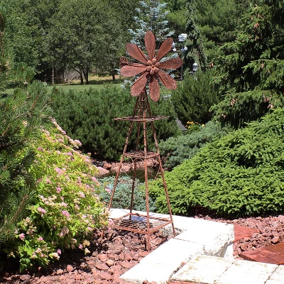 Sunnydaze Decor Sunnydaze Rustic Windmill Metal Outdoor Garden Statue With Tiers - 51" H - Brown/Copper 1 Sunnydaze Decor Sunnydaze Rustic Windmill Metal Outdoor Garden Statue With Tiers - 51" H - Brown/Copper