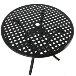Sunnydaze Decor Sunnydaze Round Lattice Design Cast Aluminum Outdoor Patio Table With Umbrella Hole, Black -Sunnydaze Decor GUEST d6f758fb 18a5 4131 b4e5 5e5a0ef0bee9
