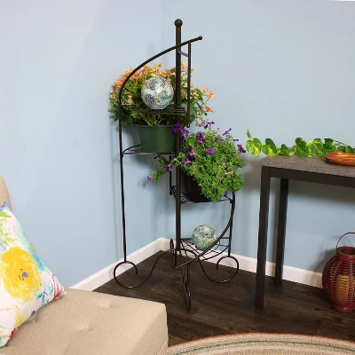 Sunnydaze Decor Sunnydaze Indoor/Outdoor Iron Metal 4-Tiered Potted Flower Plant Stand With Spiral Staircase Design - 56" - Black - 2pk 4 Sunnydaze Decor Sunnydaze Indoor/Outdoor Iron Metal 4-Tiered Potted Flower Plant Stand With Spiral Staircase Design - 56" - Black - 2pk - Image 4