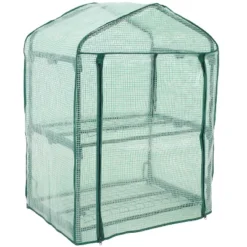 Sunnydaze Decor Sunnydaze Outdoor Portable Growing Rack 2-Tier Greenhouse With Roll-Up Door - 2 Shelves - Green -Sunnydaze Decor GUEST d7f504ec 9fd7 404e a50f 82e7d9a92451