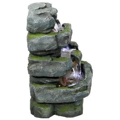 Sunnydaze Decor Sunnydaze 24"H Electric Polyresin And Fiberglass Tiered Stone Waterfall Outdoor Water Fountain With LED Lights 8 Sunnydaze Decor Sunnydaze 24"H Electric Polyresin And Fiberglass Tiered Stone Waterfall Outdoor Water Fountain With LED Lights - Image 8