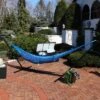 Sunnydaze Decor Sunnydaze XXL Thick Cord Family Size Hand-Woven Portable Mayan Hammock With Steel Stand - 400 Lb Weight Capacity/15' Stand - Blue