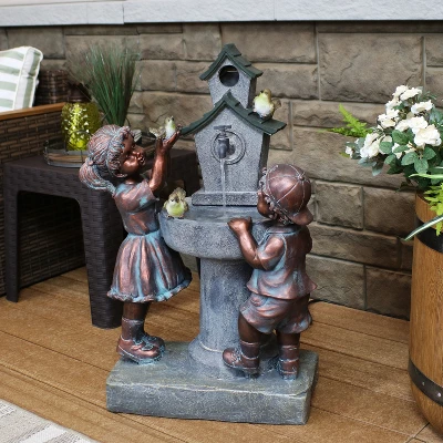 Sunnydaze Decor Sunnydaze 30"H Electric Polyresin Boy And Girl At Bird Bath Outdoor Water Fountain 6 Sunnydaze Decor Sunnydaze 30"H Electric Polyresin Boy And Girl At Bird Bath Outdoor Water Fountain - Image 6