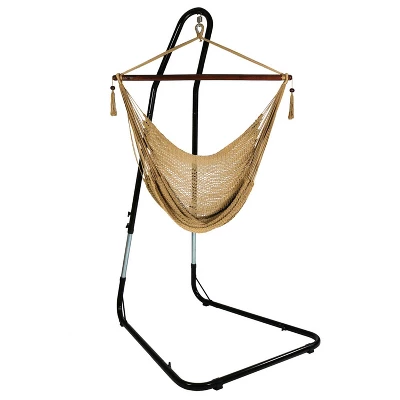 Sunnydaze Decor Sunnydaze Caribbean Style Extra Large Hanging Rope Hammock Chair Swing With Stand - 300 Lb Weight Capacity 15 Sunnydaze Decor Sunnydaze Caribbean Style Extra Large Hanging Rope Hammock Chair Swing With Stand - 300 Lb Weight Capacity - Image 15