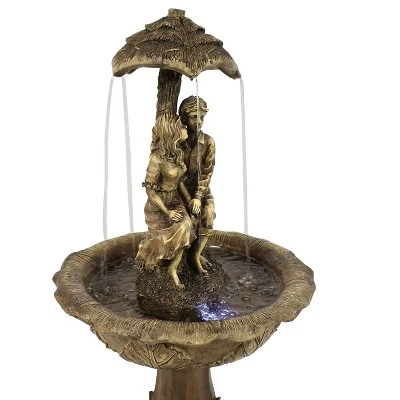 Sunnydaze Decor Sunnydaze Outdoor Solar Powered Polyresin Lovers Umbrella Water Fountain With Battery Backup And LED Lights - 43" 3 Sunnydaze Decor Sunnydaze Outdoor Solar Powered Polyresin Lovers Umbrella Water Fountain With Battery Backup And LED Lights - 43" - Image 3