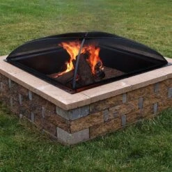 Sunnydaze Decor Sunnydaze Outdoor Heavy-Duty Steel Mesh Square Easy-Opening Camp Fire Pit Spark Screen Lid - Black