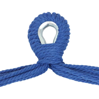 Sunnydaze Decor Sunnydaze Double Cushion Hanging Rope Hammock Chair Swing - 265 Lb Weight Capacity - Cornflower Stripes 2 Sunnydaze Decor Sunnydaze Double Cushion Hanging Rope Hammock Chair Swing - 265 Lb Weight Capacity - Cornflower Stripes - Image 2