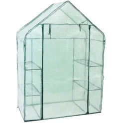 Sunnydaze Decor Sunnydaze Outdoor Portable Tiered Growing Rack Deluxe Walk-In Greenhouse With Roll-Up Door - 4 Shelves - Green -Sunnydaze Decor GUEST dbf71cc5 e1ca 463b b2d4 91231c3ea4c3