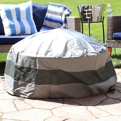Sunnydaze Decor Sunnydaze Outdoor Heavy-Duty Weather-Resistant 300D Polyester Round 2-Tone Fire Pit Cover - Gray And Green 1 Sunnydaze Decor Sunnydaze Outdoor Heavy-Duty Weather-Resistant 300D Polyester Round 2-Tone Fire Pit Cover - Gray And Green