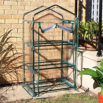 Sunnydaze Decor Sunnydaze Outdoor Portable Growing Rack 3-Tier Greenhouse With Roll-Up Door - 3 Shelves - Clear 1 Sunnydaze Decor Sunnydaze Outdoor Portable Growing Rack 3-Tier Greenhouse With Roll-Up Door - 3 Shelves - Clear