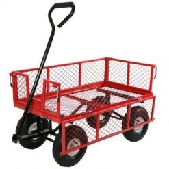 Sunnydaze Decor Sunnydaze Outdoor Lawn And Garden Heavy-Duty Durable Steel Mesh Utility Wagon Cart With Removable Sides -Sunnydaze Decor GUEST e2dc8950 5593 4b1e 9aac 1b79932de0aa
