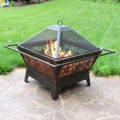 Sunnydaze Decor Sunnydaze Outdoor Camping Or Backyard Steel Northern Galaxy Fire Pit With Cooking Grill Grate, Spark Screen, And Log Poker - 32"