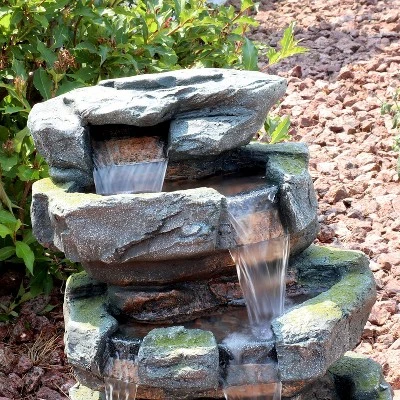 Sunnydaze Decor Sunnydaze 24"H Electric Polyresin And Fiberglass Tiered Stone Waterfall Outdoor Water Fountain With LED Lights 5 Sunnydaze Decor Sunnydaze 24"H Electric Polyresin And Fiberglass Tiered Stone Waterfall Outdoor Water Fountain With LED Lights - Image 5