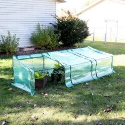 Sunnydaze Decor Sunnydaze Outdoor Portable Slanted Top Plant Shelter Mini Cloche Greenhouse With Zipper Doors - Green -Sunnydaze Decor GUEST e54c3759 04be 4f7f 8784 076c28ffbe0c