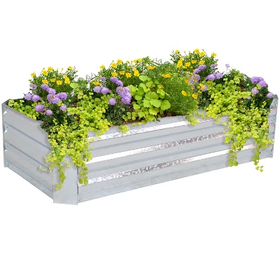 Sunnydaze Decor Sunnydaze Raised Corrugated Galvanized Steel Rectangle Garden Bed For Plants, Vegetables, And Flowers - 48" L X 11.75" H 5 Sunnydaze Decor Sunnydaze Raised Corrugated Galvanized Steel Rectangle Garden Bed For Plants, Vegetables, And Flowers - 48" L X 11.75" H - Image 5
