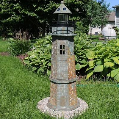 Sunnydaze Decor Sunnydaze Outdoor Backyard Garden Nautical Lighthouse Solar LED Pathlight Statue Figurine - 35" - Brick 1 Sunnydaze Decor Sunnydaze Outdoor Backyard Garden Nautical Lighthouse Solar LED Pathlight Statue Figurine - 35" - Brick