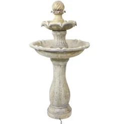 Sunnydaze Decor Sunnydaze 45" H Outdoor Arcade 2-Tier Solar Water Fountain With Battery Backup And LED Light -Sunnydaze Decor GUEST e61e9130 1429 4ded 9976 6f7ca8ff3109