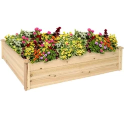 Sunnydaze Decor Sunnydaze Outdoor Square Wood Raised Garden Bed For Flower, Vegetable, And Herb Gardening - 48" Square - Brown -Sunnydaze Decor GUEST e6a7c9c9 3e41 4eab b521 45d1708d5b4c