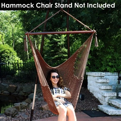 Sunnydaze Decor Sunnydaze Caribbean Style Extra Large Hanging Rope Hammock Chair Swing For Backyard And Patio 5 Sunnydaze Decor Sunnydaze Caribbean Style Extra Large Hanging Rope Hammock Chair Swing For Backyard And Patio - Image 5