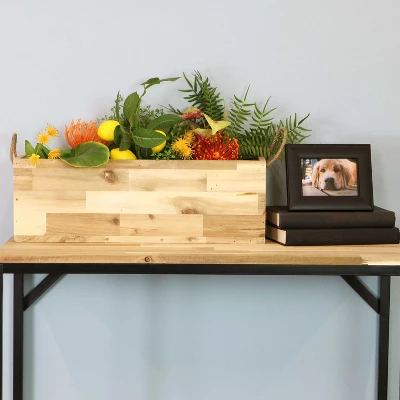 Sunnydaze Decor Sunnydaze Rectangle Indoor Flower And Succulent Planter Box With Handles And 3 Removable Plastic Liners - 20" W X 7.25" D X 6.75" H - Acacia Wood 6 Sunnydaze Decor Sunnydaze Rectangle Indoor Flower And Succulent Planter Box With Handles And 3 Removable Plastic Liners - 20" W X 7.25" D X 6.75" H - Acacia Wood - Image 6