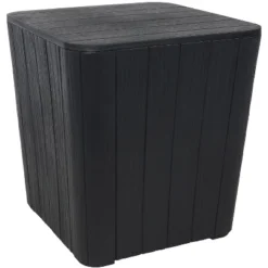 Sunnydaze Decor Sunnydaze Faux Wood Design Outdoor Side Table With Storage - 11.5-Gal. -Sunnydaze Decor GUEST e7a317ff 49d8 4961 90aa ac7b30fed4a0