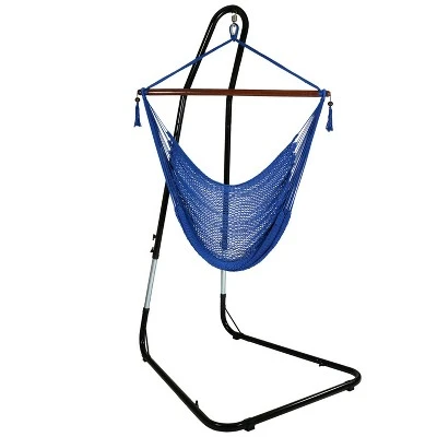 Sunnydaze Decor Sunnydaze Caribbean Style Extra Large Hanging Rope Hammock Chair Swing With Stand - 300 Lb Weight Capacity 13 Sunnydaze Decor Sunnydaze Caribbean Style Extra Large Hanging Rope Hammock Chair Swing With Stand - 300 Lb Weight Capacity - Image 13