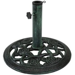 Sunnydaze Decor Sunnydaze Outdoor Heavy-Duty Cast Iron Decorative Rose Blossom Design Patio Yard Round Umbrella Base Stand - 16" -Sunnydaze Decor GUEST eb179c19 60f8 49dd bb34 48bf97326702