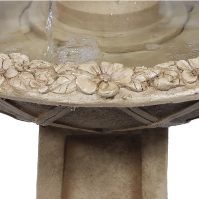 Sunnydaze Decor Sunnydaze 28"H Electric Polyresin 2-Tier Beveled Flower Outdoor Bird Bath Water Fountain 3 Sunnydaze Decor Sunnydaze 28"H Electric Polyresin 2-Tier Beveled Flower Outdoor Bird Bath Water Fountain - Image 3