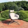 Sunnydaze Decor Sunnydaze Outdoor Resin Wicker Patio Oliver Lounge Hanging Basket Egg Chair Swing With Cushions, Headrest, And Steel Stand Set - Gray - 3pc