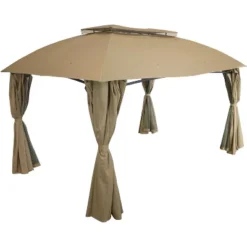 Sunnydaze Decor Sunnydaze Soft Top Rectangle Patio Gazebo With Screens And Privacy Walls For Backyard, Garden Or Deck - 10' X 13' -Sunnydaze Decor GUEST ebf09285 b2c3 4345 91dd 859220a23484