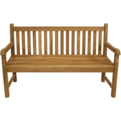 Sunnydaze Decor Sunnydaze Outdoor Solid Teak Wood With Light Stained Finish Patio Garden Bench Seat - 60" - Light Brown -Sunnydaze Decor GUEST edf49076 b60d 4cd9 b3de 976d6b7dd05f