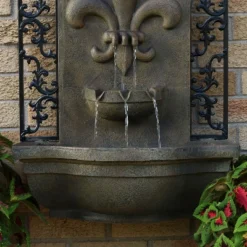 Sunnydaze Decor Sunnydaze 33"H Electric Polystone French Lily Design Outdoor Wall-Mount Water Fountain -Sunnydaze Decor GUEST ee9fd883 71af 4b47 bf99 11cd70480f70