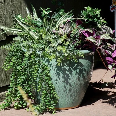 Sunnydaze Decor Sunnydaze Indoor/Outdoor Ocean Villa Decorative Glazed Ceramic Planter For Greenery Or Flowers - 15" 1 Sunnydaze Decor Sunnydaze Indoor/Outdoor Ocean Villa Decorative Glazed Ceramic Planter For Greenery Or Flowers - 15"